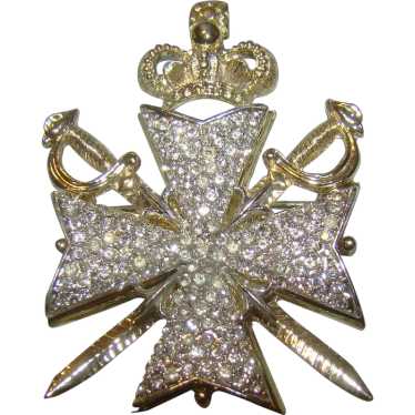 Striking Maltese cross with crossed swords and a … - image 1