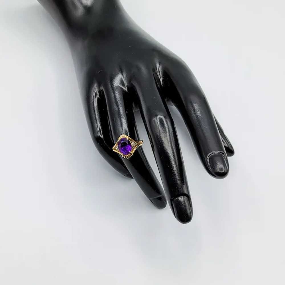 14K Royal Purple Amethyst Diamond Ring - image 10