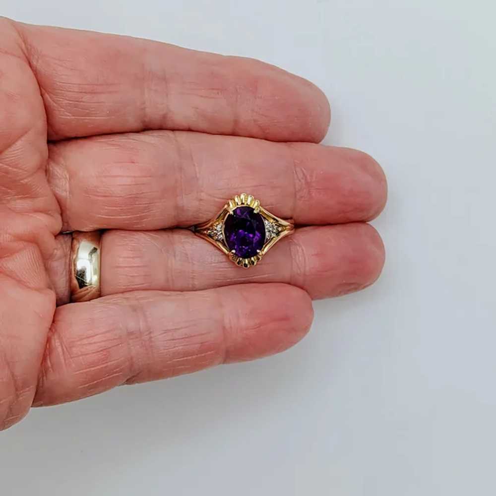14K Royal Purple Amethyst Diamond Ring - image 11