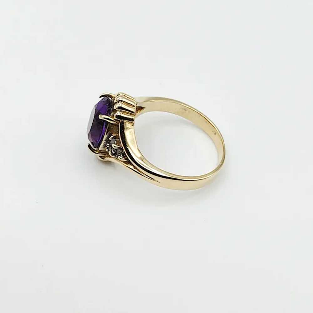 14K Royal Purple Amethyst Diamond Ring - image 12