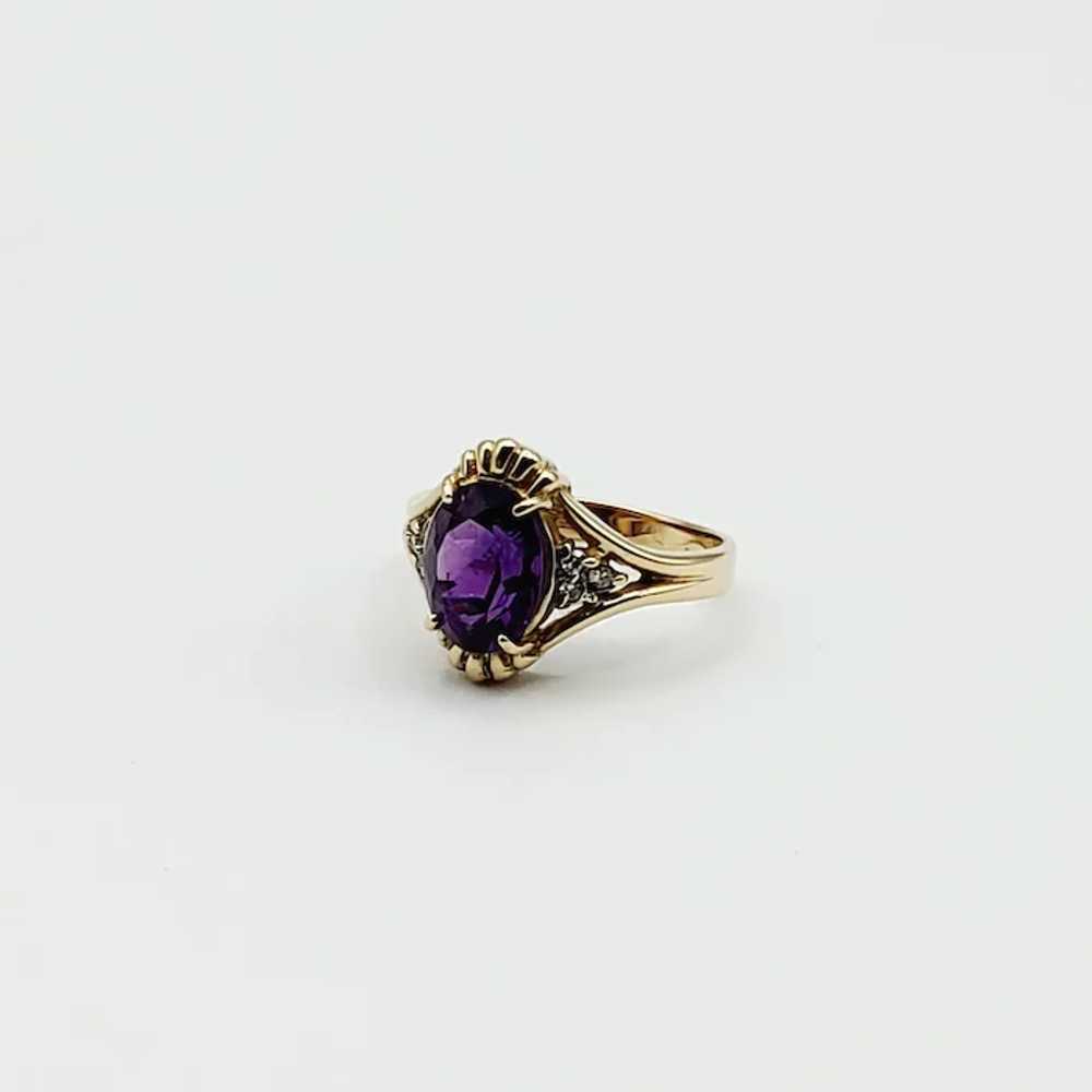 14K Royal Purple Amethyst Diamond Ring - image 6