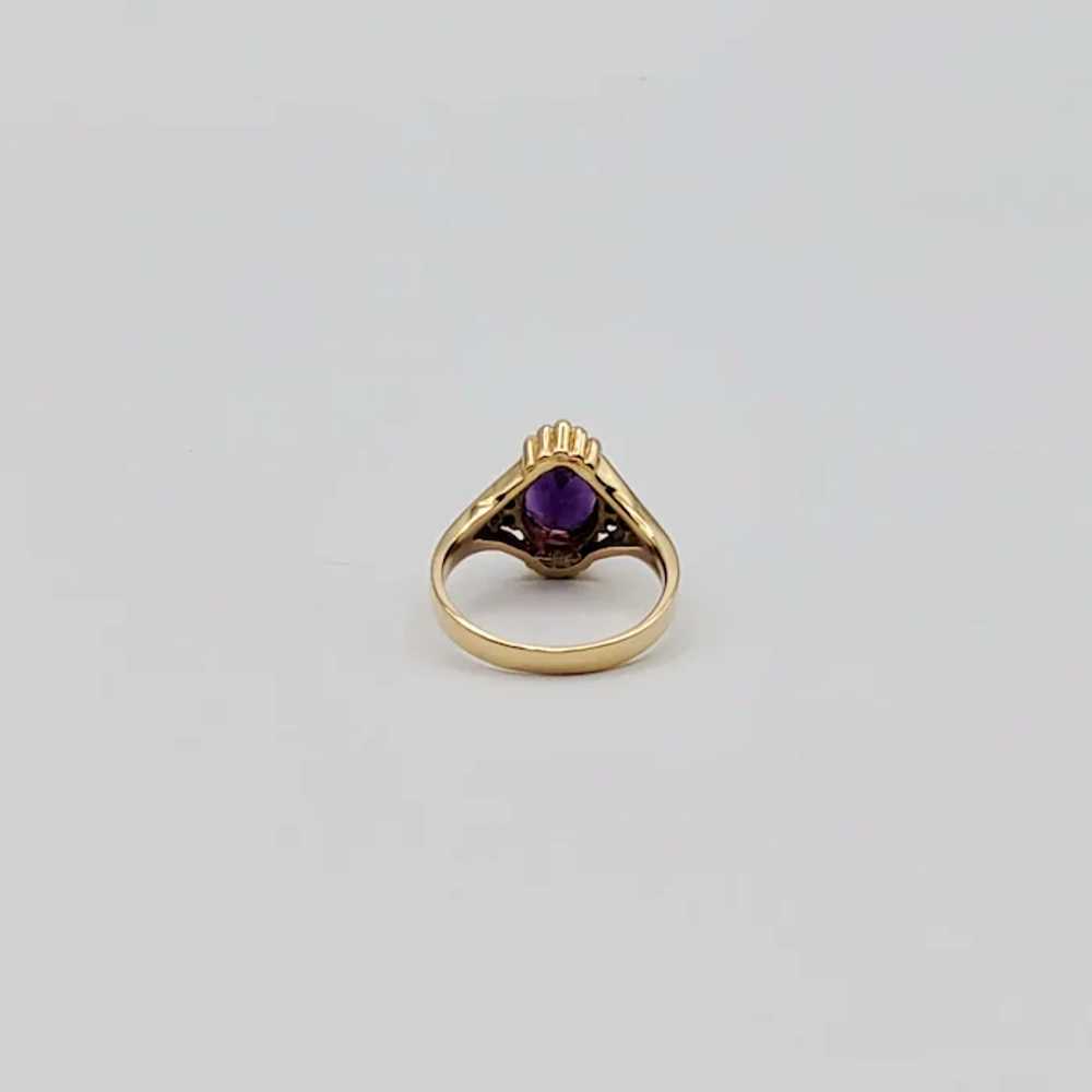 14K Royal Purple Amethyst Diamond Ring - image 7