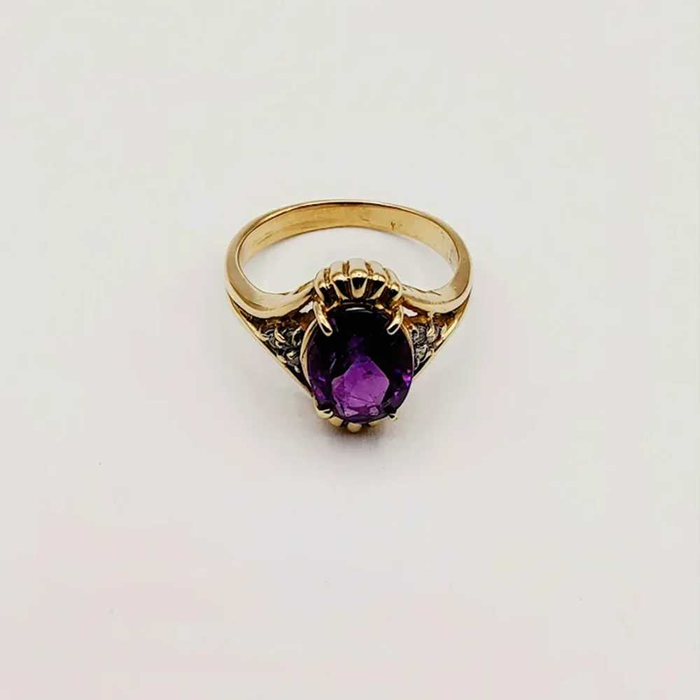 14K Royal Purple Amethyst Diamond Ring - image 8