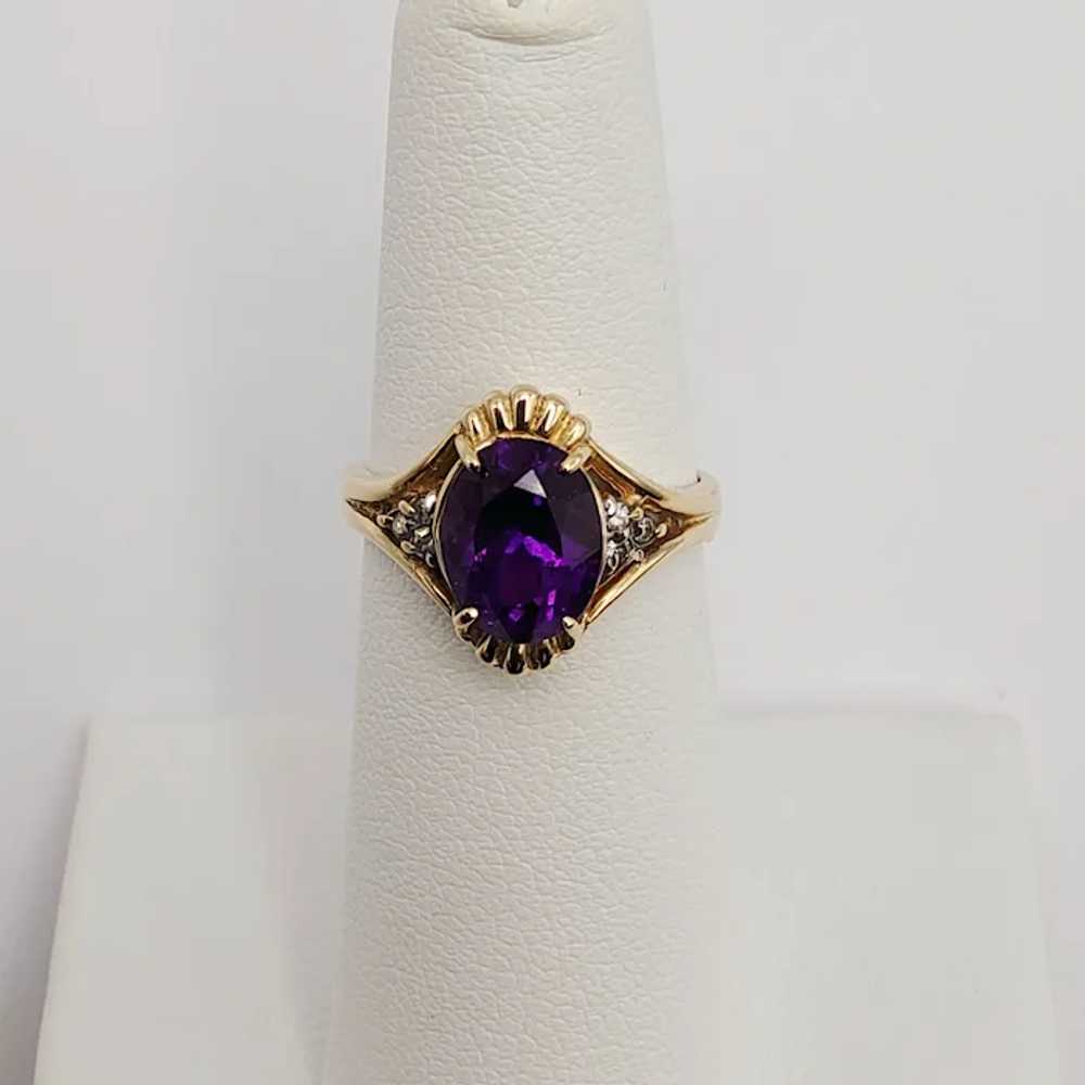 14K Royal Purple Amethyst Diamond Ring - image 9