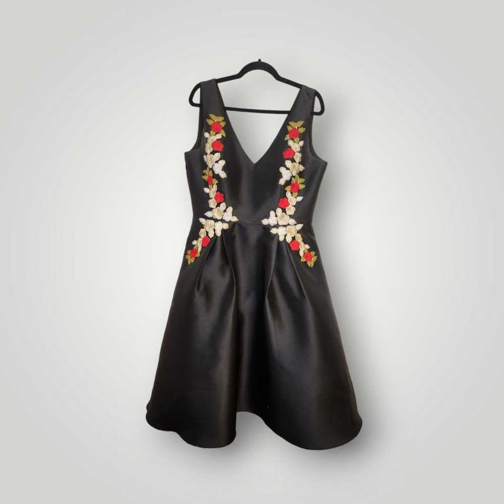Chi Chi London black dress with floral appliqué s… - image 1