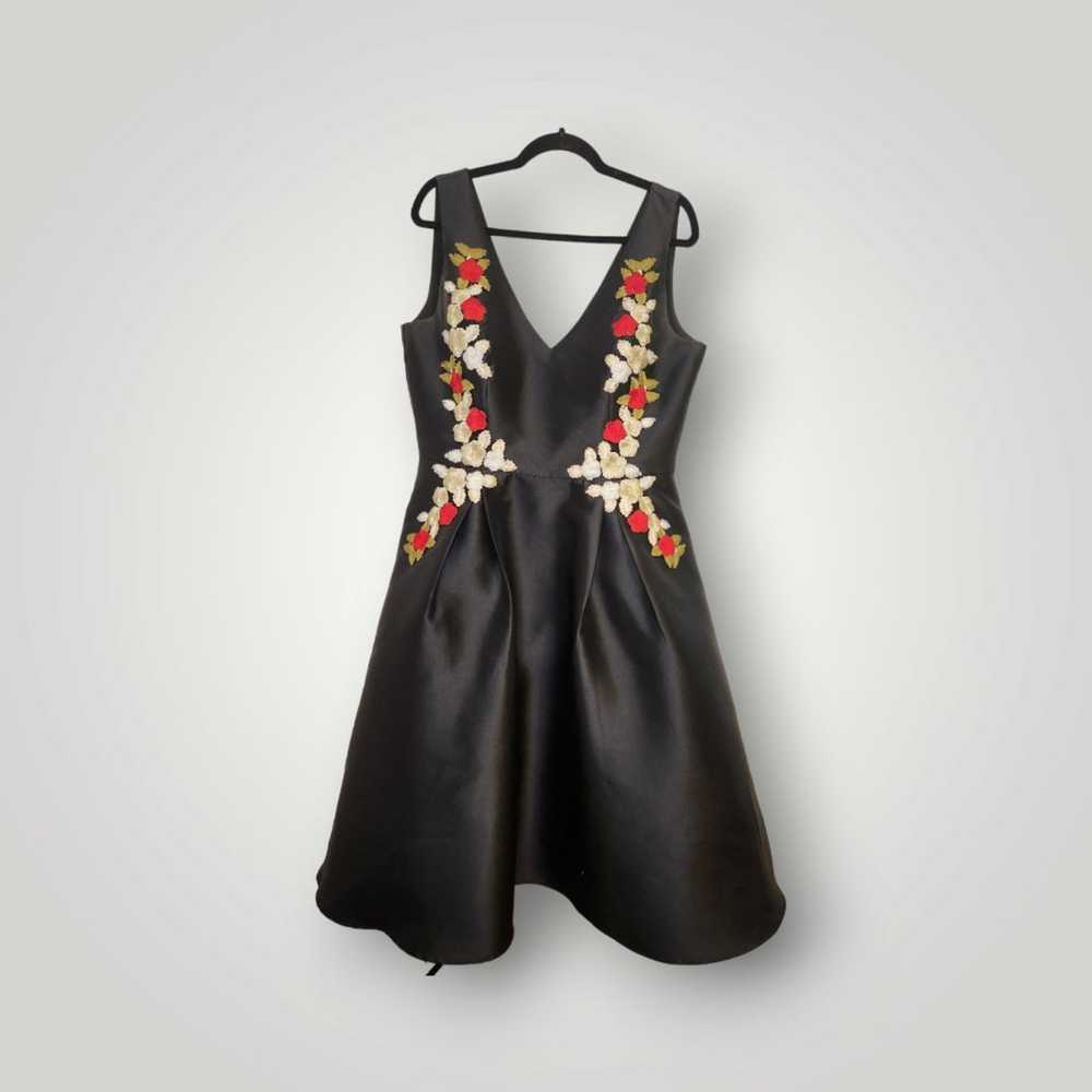 Chi Chi London black dress with floral appliqué s… - image 2