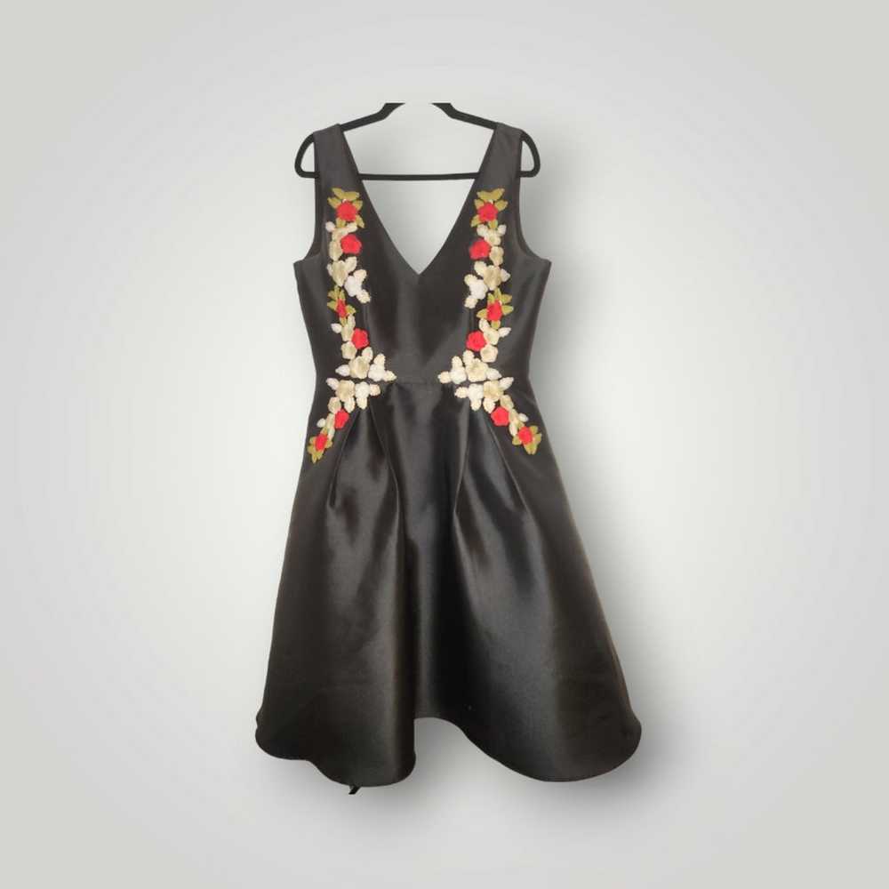 Chi Chi London black dress with floral appliqué s… - image 3