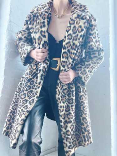60s faux fur leopard pea coat - image 1