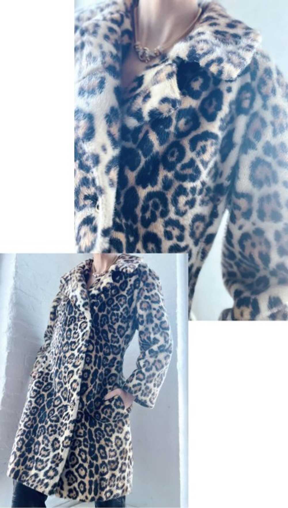 60s faux fur leopard pea coat - image 2