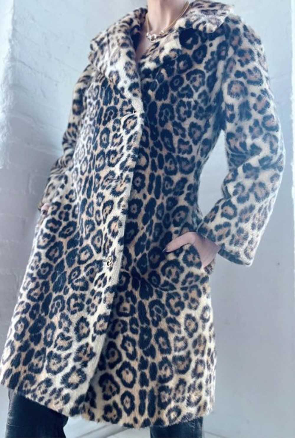 60s faux fur leopard pea coat - image 3