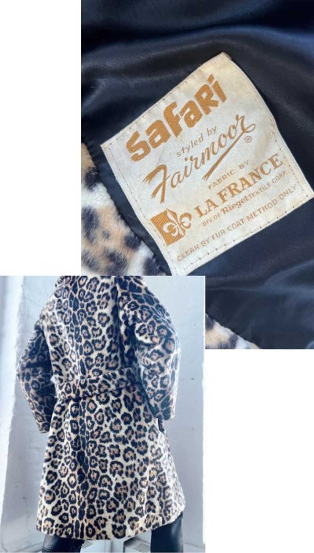 60s faux fur leopard pea coat - image 4
