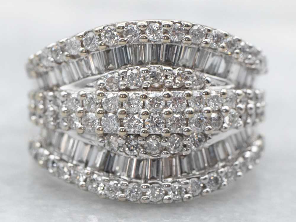 Stunning Round and Baguette Cut Diamond Cocktail … - image 1