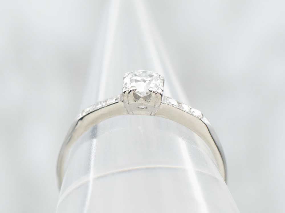 Platinum Old Mine Cut Diamond Engagement Ring - image 3