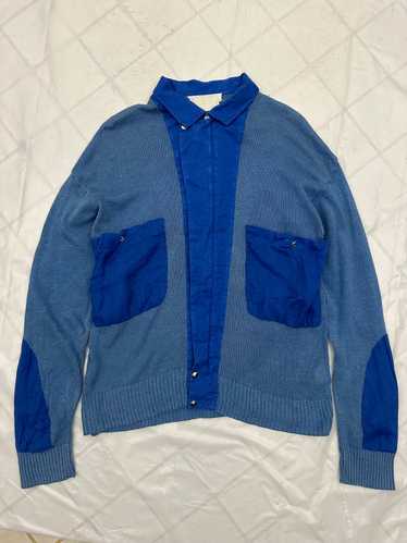 1980s Claude Montana Knit Shirt with Woven Paneli… - image 1