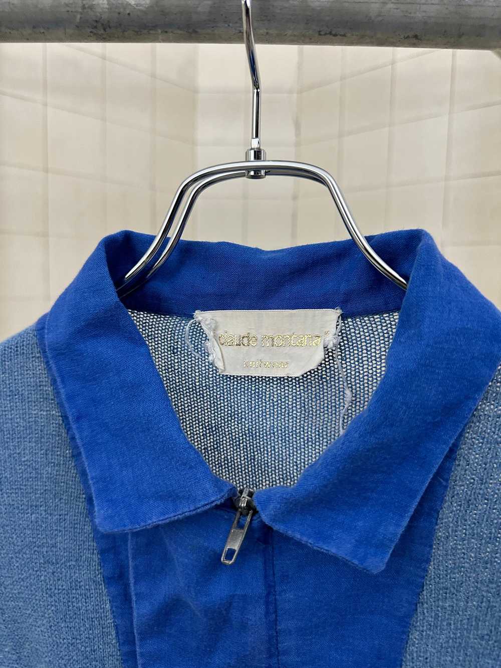 1980s Claude Montana Knit Shirt with Woven Paneli… - image 9