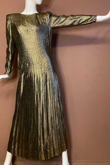 VALENTINO GOLD LAME’ PLEATED DRESS