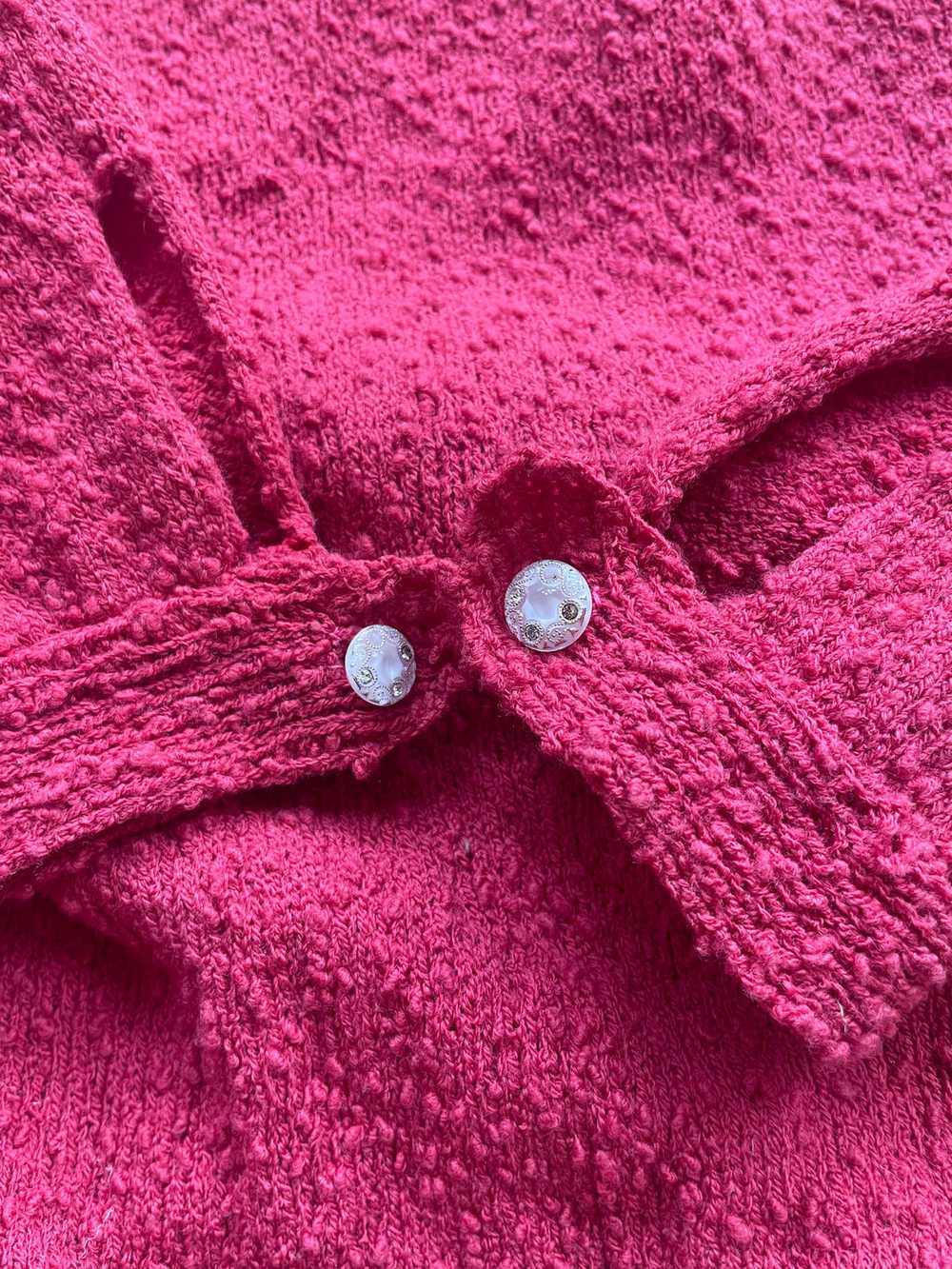 1950s Raspberry Two Piece Bouclé Knit Dress Set W… - image 7