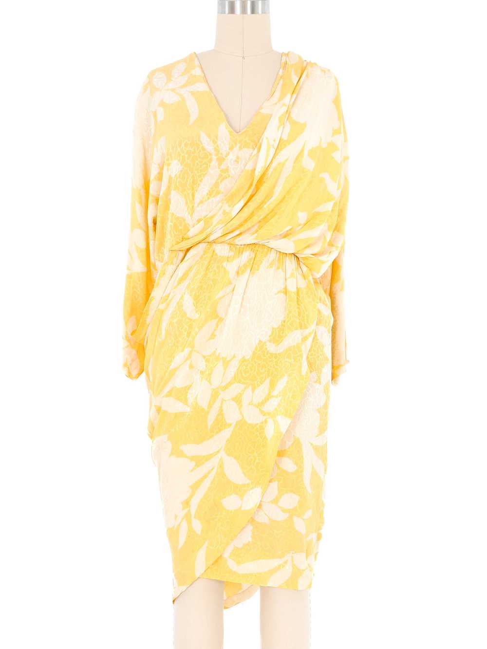 Pierre Cardin Draped Jacquard Silk Dress - image 1