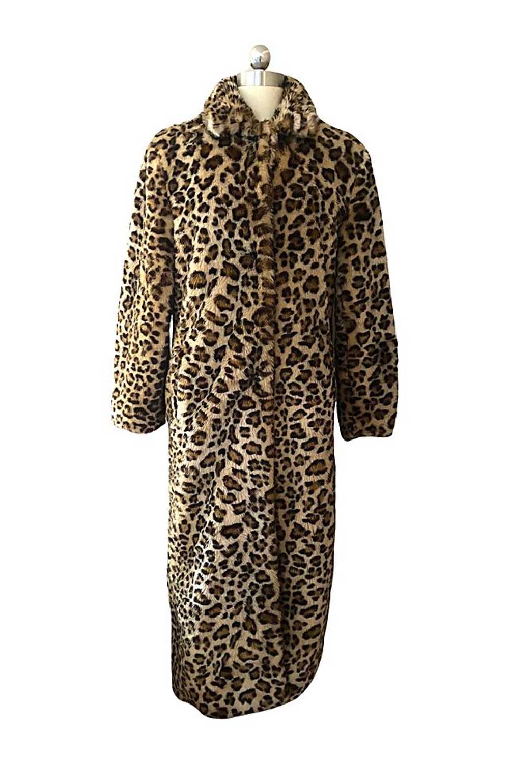 1990s Plush Faux Leopard Fur Maxi Coat Selected B… - image 1