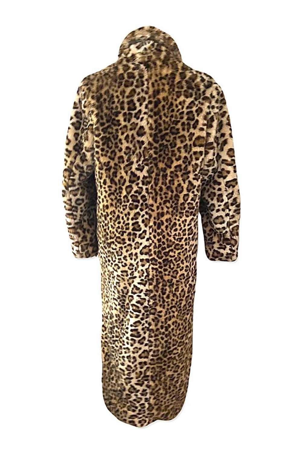 1990s Plush Faux Leopard Fur Maxi Coat Selected B… - image 2