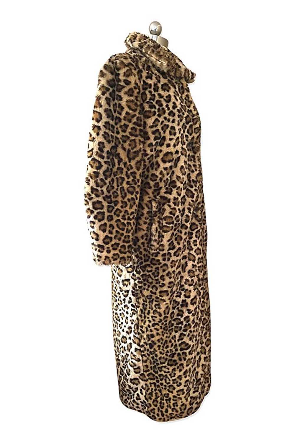 1990s Plush Faux Leopard Fur Maxi Coat Selected B… - image 3