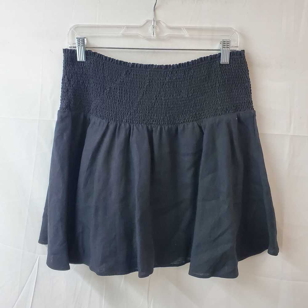 J. Crew Black Smocked Ruffle Mini Skirt Size L - image 2