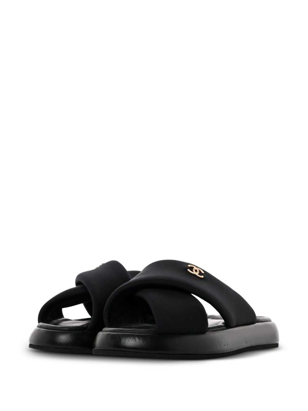 CHANEL Pre-Owned CC criss-cross pool slides - Bla… - image 2