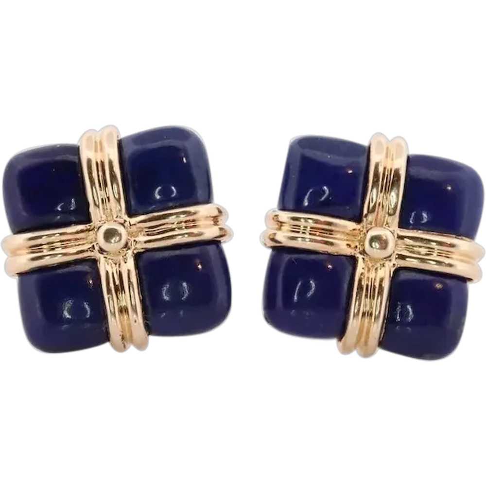 14k Lapis Lazuli earrings. GIFT square wrapped pr… - image 1