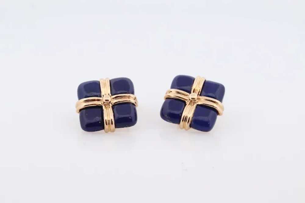 14k Lapis Lazuli earrings. GIFT square wrapped pr… - image 2