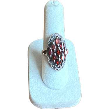 Sterling Garnets and Marcasites Ring - image 1