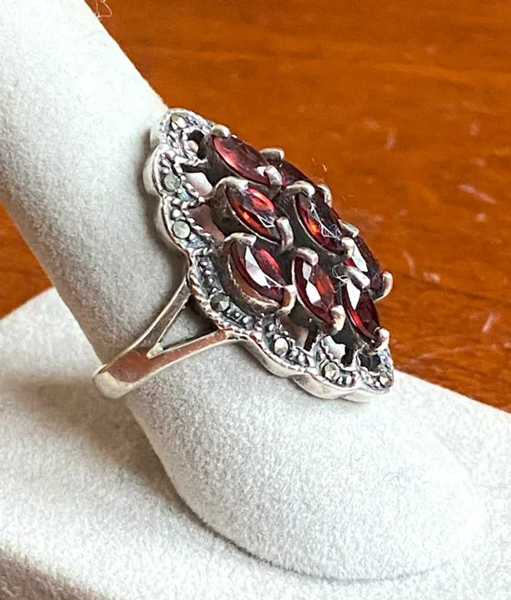 Sterling Garnets and Marcasites Ring - image 3