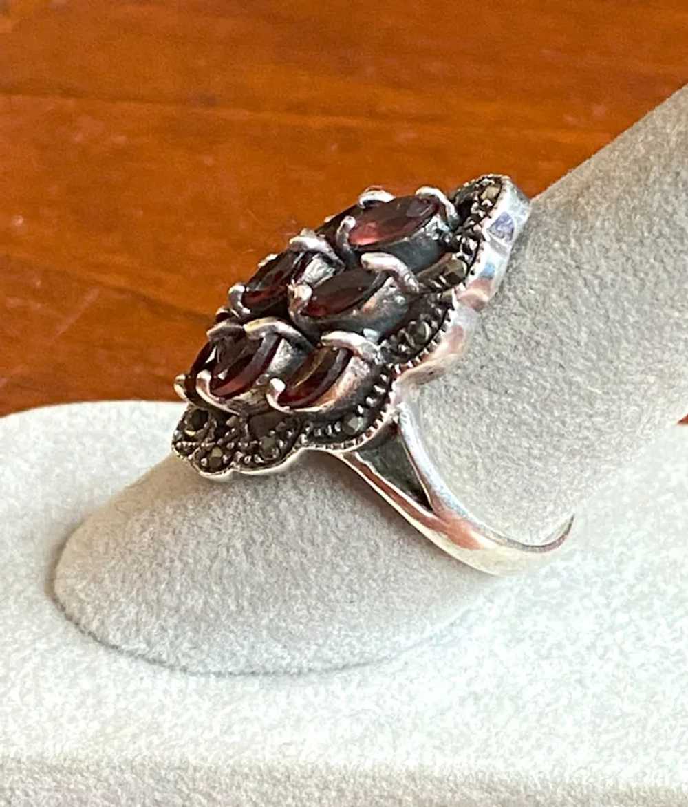 Sterling Garnets and Marcasites Ring - image 4