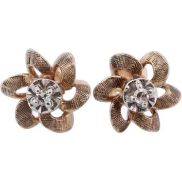 10k Diamond Flower or Star stud earrings. Flower D