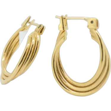 10k Gold HOOP Earrings. 10k Yellow Gold Triple HOO