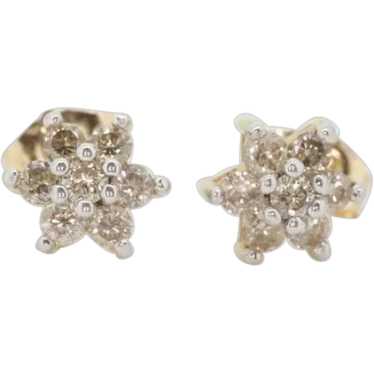 Diamond Flower Cluster Earrings. Diamond Daisy 14… - image 1