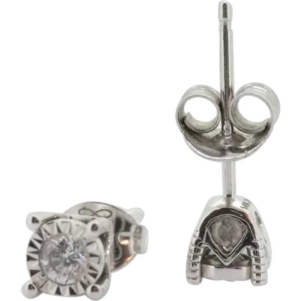 Diamond stud earrings. 14k Diamond Solitaire earr… - image 1