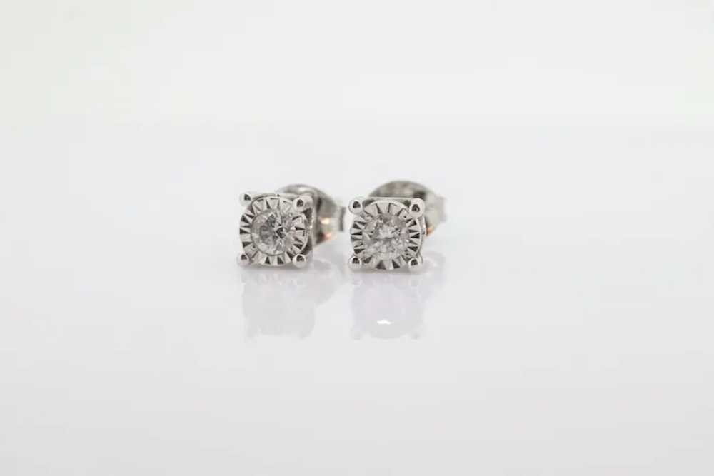 Diamond stud earrings. 14k Diamond Solitaire earr… - image 2