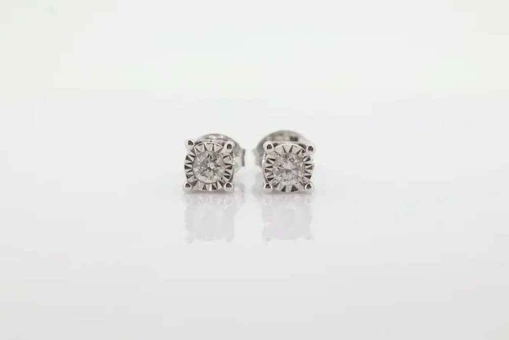 Diamond stud earrings. 14k Diamond Solitaire earr… - image 3