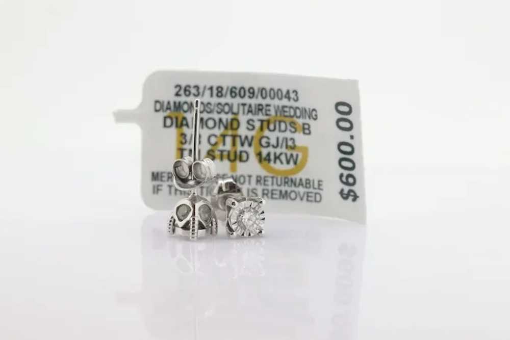Diamond stud earrings. 14k Diamond Solitaire earr… - image 4