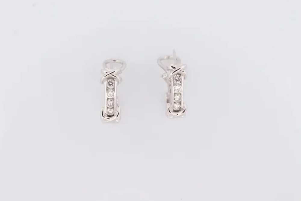 14k Diamond Hoop Earrings. Diamond Channel set di… - image 4