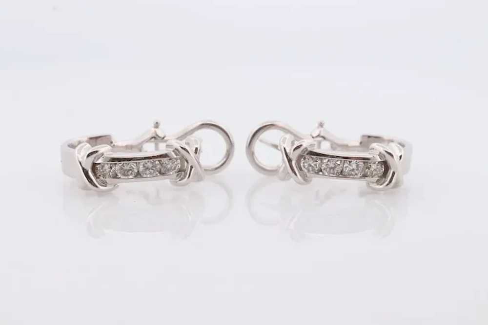 14k Diamond Hoop Earrings. Diamond Channel set di… - image 7