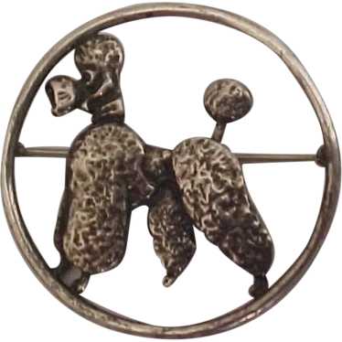 Large Cini Sterling Silver  Poodle Brooch, Rare - image 1