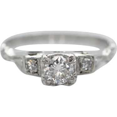 Retro Era 950 Platinum Diamond Engagement Ring - image 1
