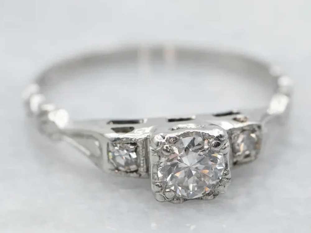 Retro Era 950 Platinum Diamond Engagement Ring - image 2