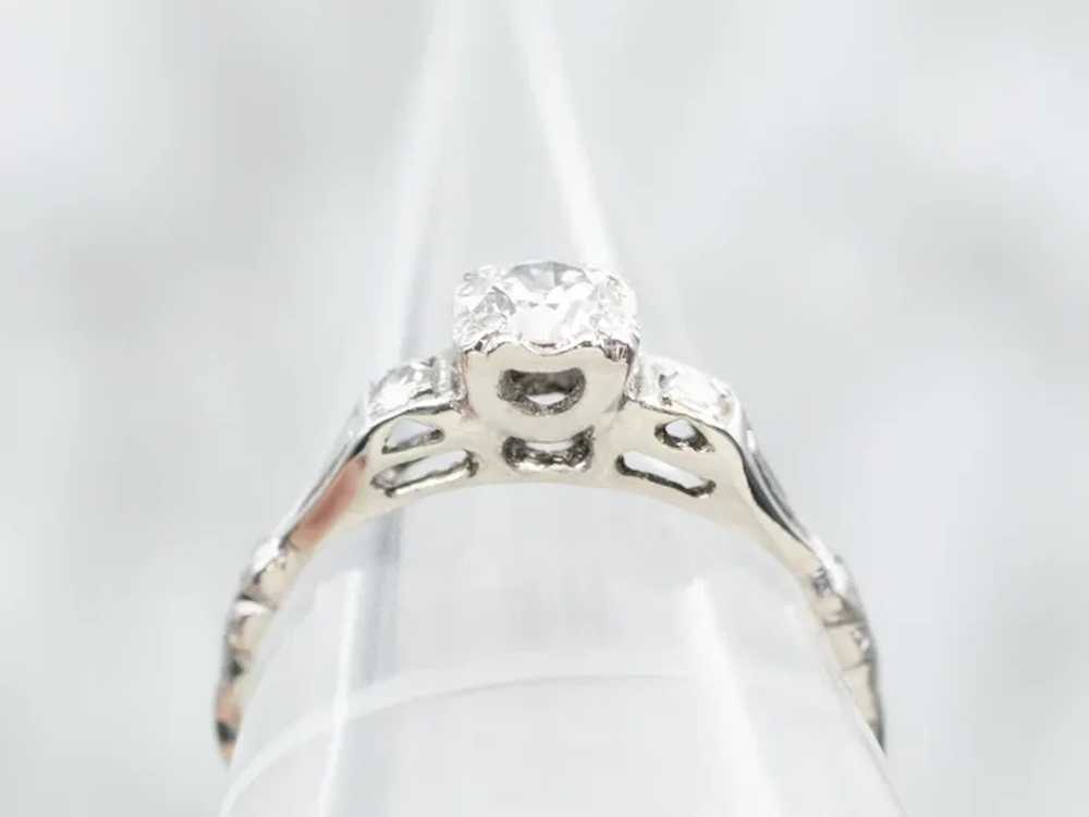 Retro Era 950 Platinum Diamond Engagement Ring - image 3