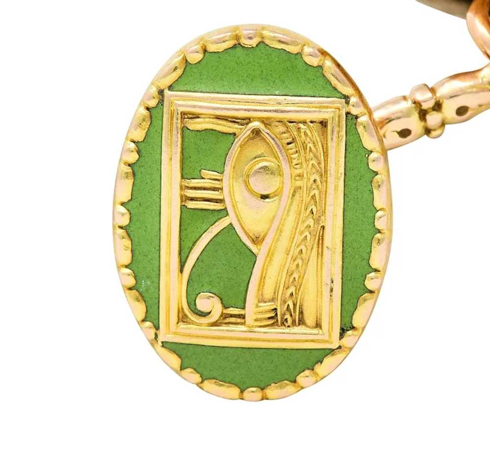 Marcus & Co. Art Deco Egyptian Revival Enamel 14 … - image 5