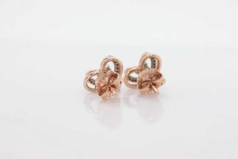 10k Open Heart Rose Gold Diamond Stud earrings. H… - image 3