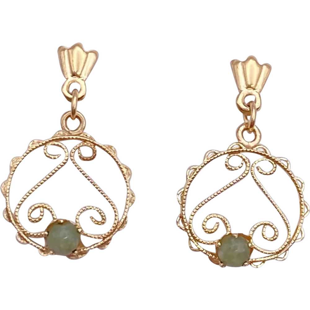 Darling Petite Dangle Earrings 14K Gold Filigree … - image 1