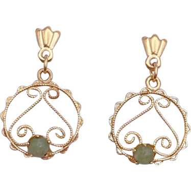 Darling Petite Dangle Earrings 14K Gold Filigree … - image 1