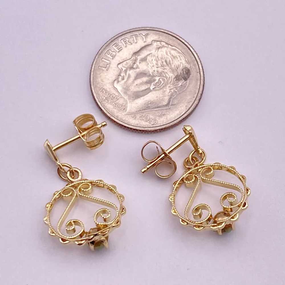 Darling Petite Dangle Earrings 14K Gold Filigree … - image 3